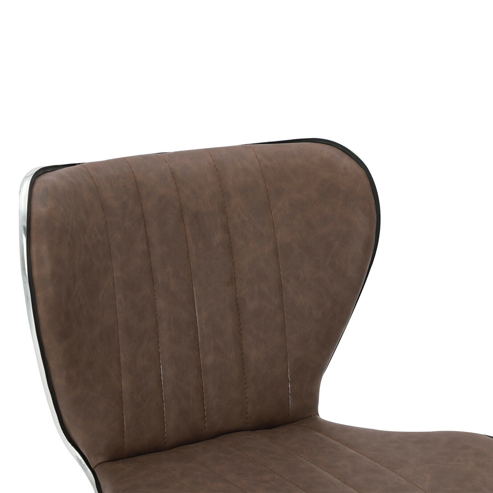 2pcs Bar Stools Faux Leather Kitchen Breakfast Barstools Dark Brown Lift Swivel
