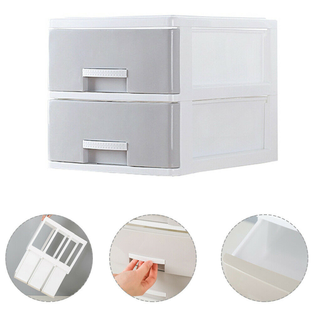 Cosmetic Make Up 2-3 Drawer Desk Table Tidy Storage Box Plastic Organiser Holder