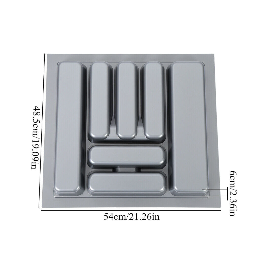 CUTLERY TRAY INSERT KITCHEN DRAWER QUALITY ABS BOX ORGANISER STORAGE GREY