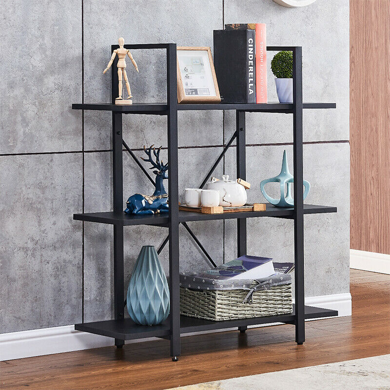 3 Tiers Bookshelf Bookcase Industrial Book shelves Display Unit Living Room Home