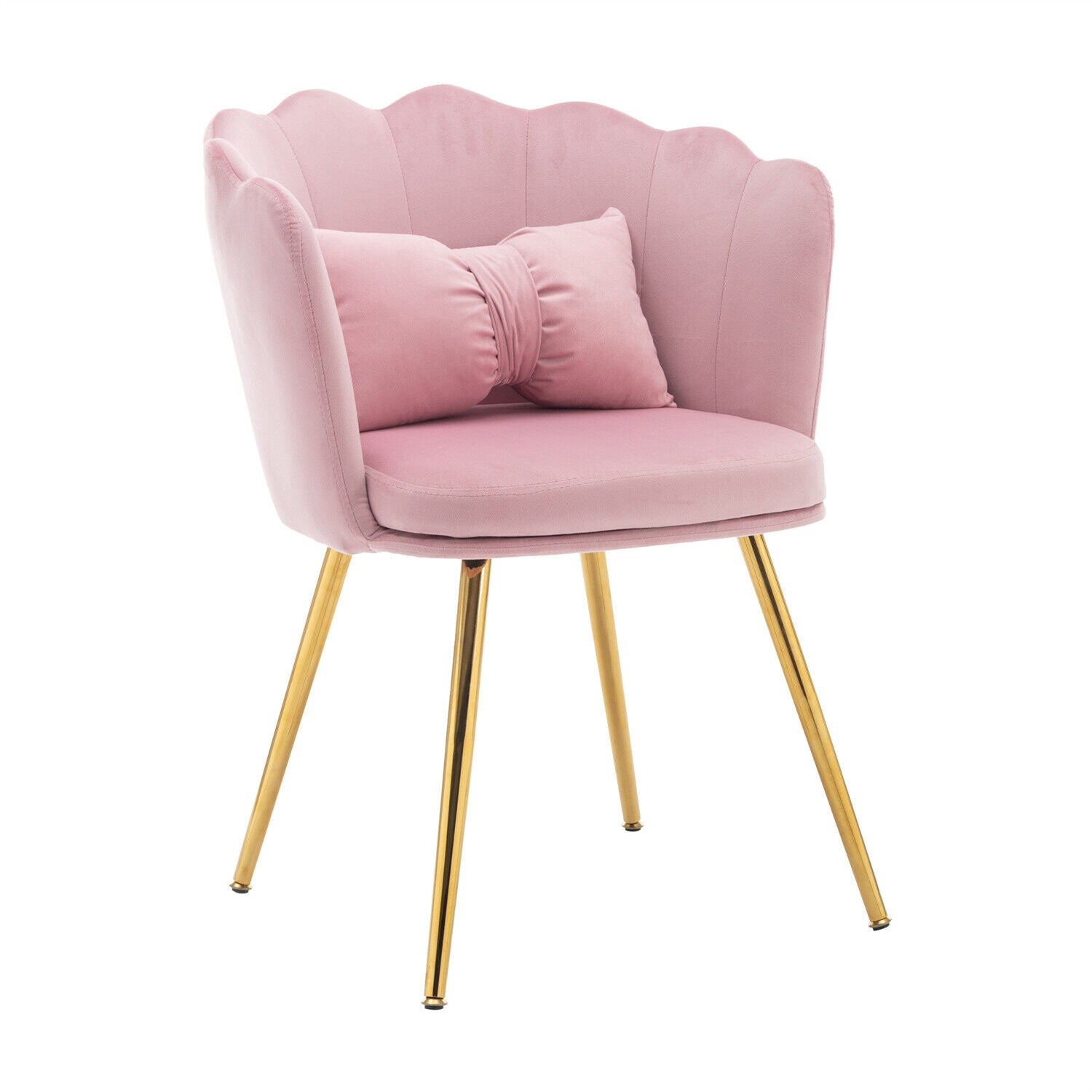 2pcs Velvet Dining Chairs Armchair Upholstered Accent Chair w/Gold Metal Legs HT