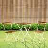 3 Pce Bistro Set Outdoor Garden Wood Metal Table Patio Furniture Folding Chairs