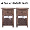 2x Retro Rustic Bedside Cabinet Industrial Nightstand Side Table Storage Drawer