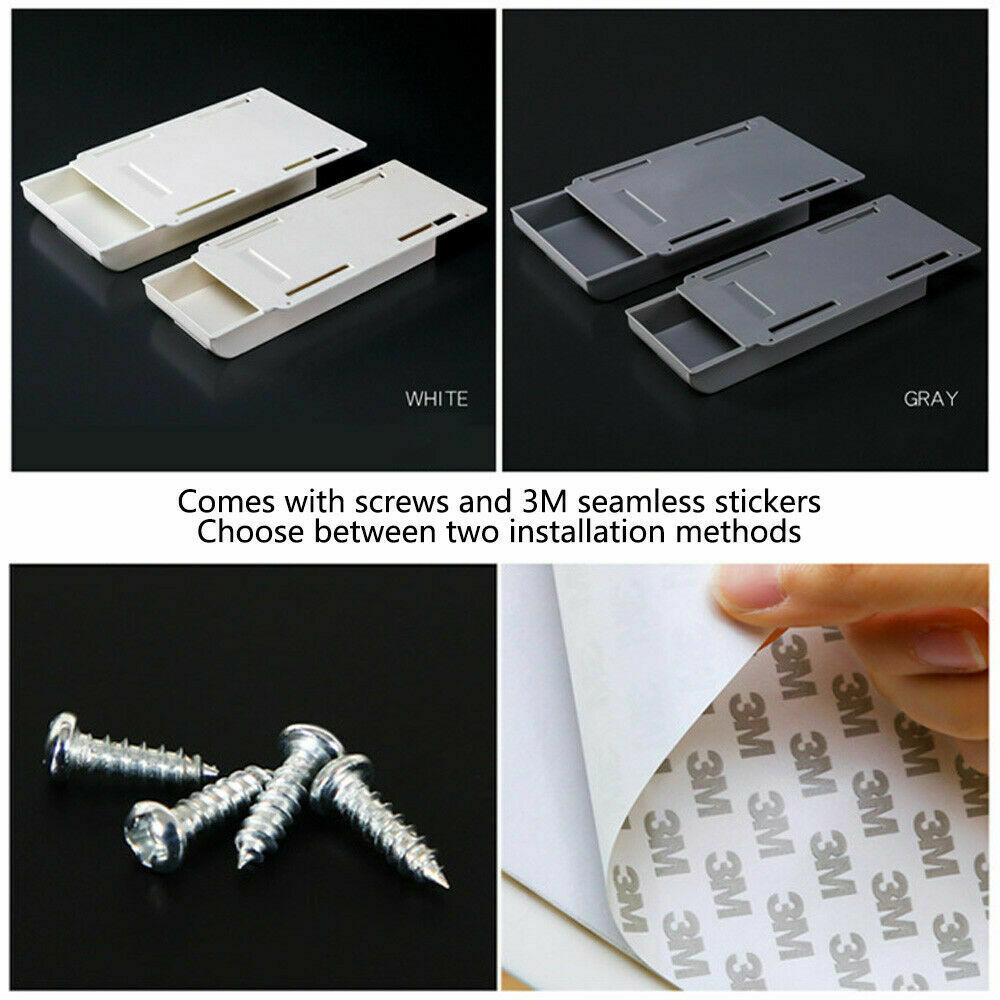 Self Adhesive Under Desk Table Drawer Tray Pencil Organizer Hidden Storage Box