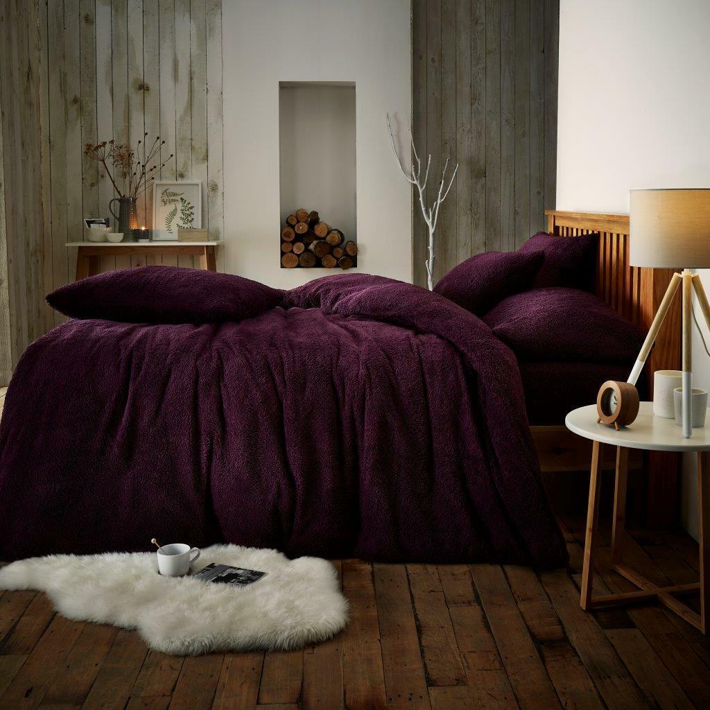 Soft Fleece Duvet Cover Set Fitted Sheet Teddy Warm Cozy Single Double King Size