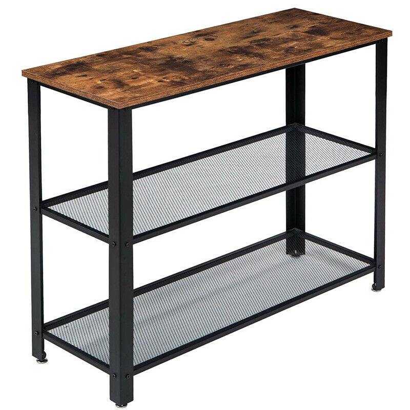 3-Tier Console Table Side/End Table Mesh Shelf Entryway Hallway Furniture