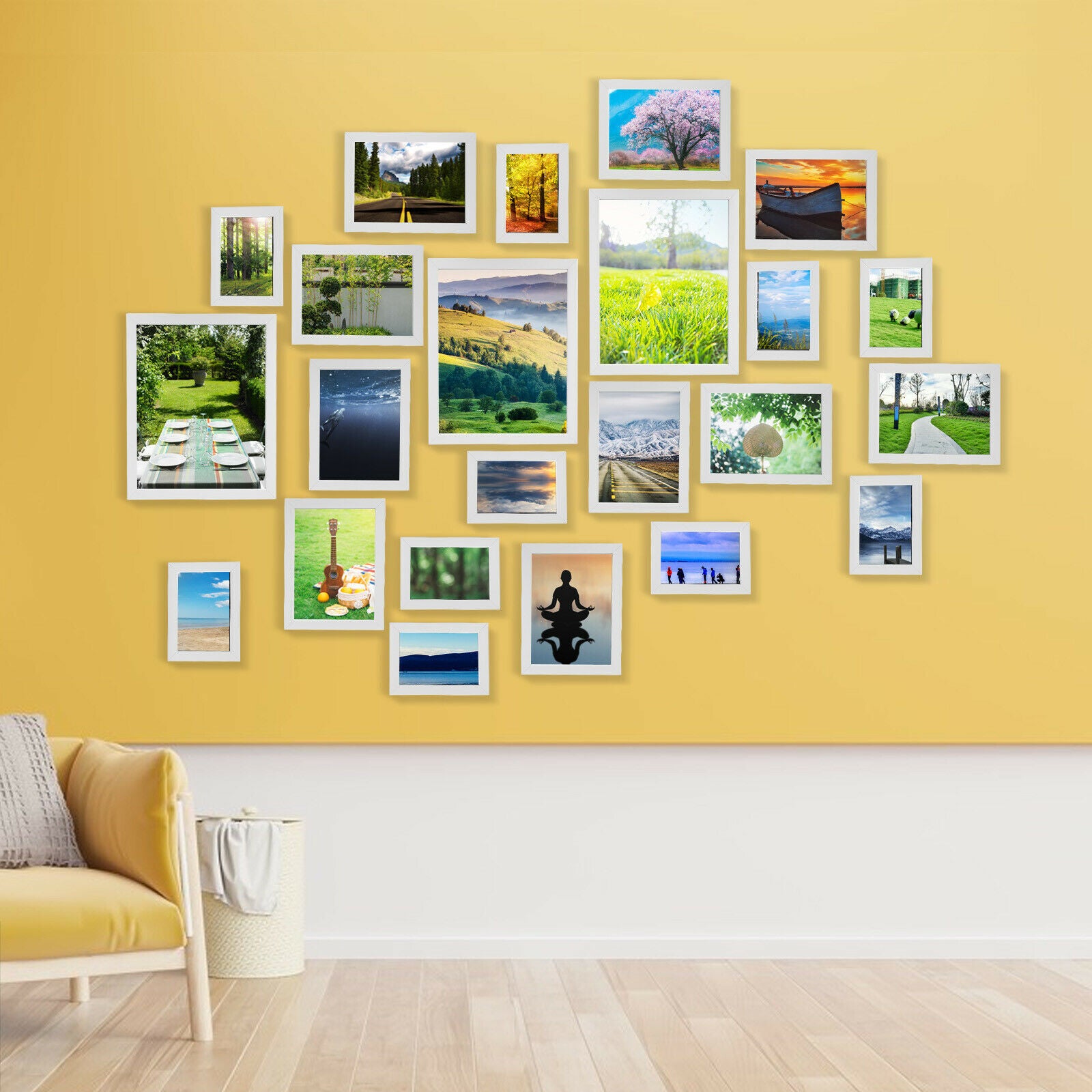 23PCS Multi-Picture Family Collage Photo Frame Frames Aperture Art Deco Wall Set