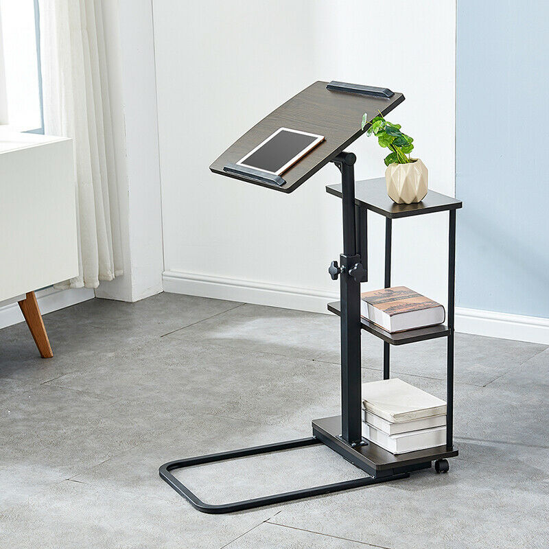 3 Tier Shelves Adjustable Sofa Bedside Table Laptop Stand PC Desk Living Room