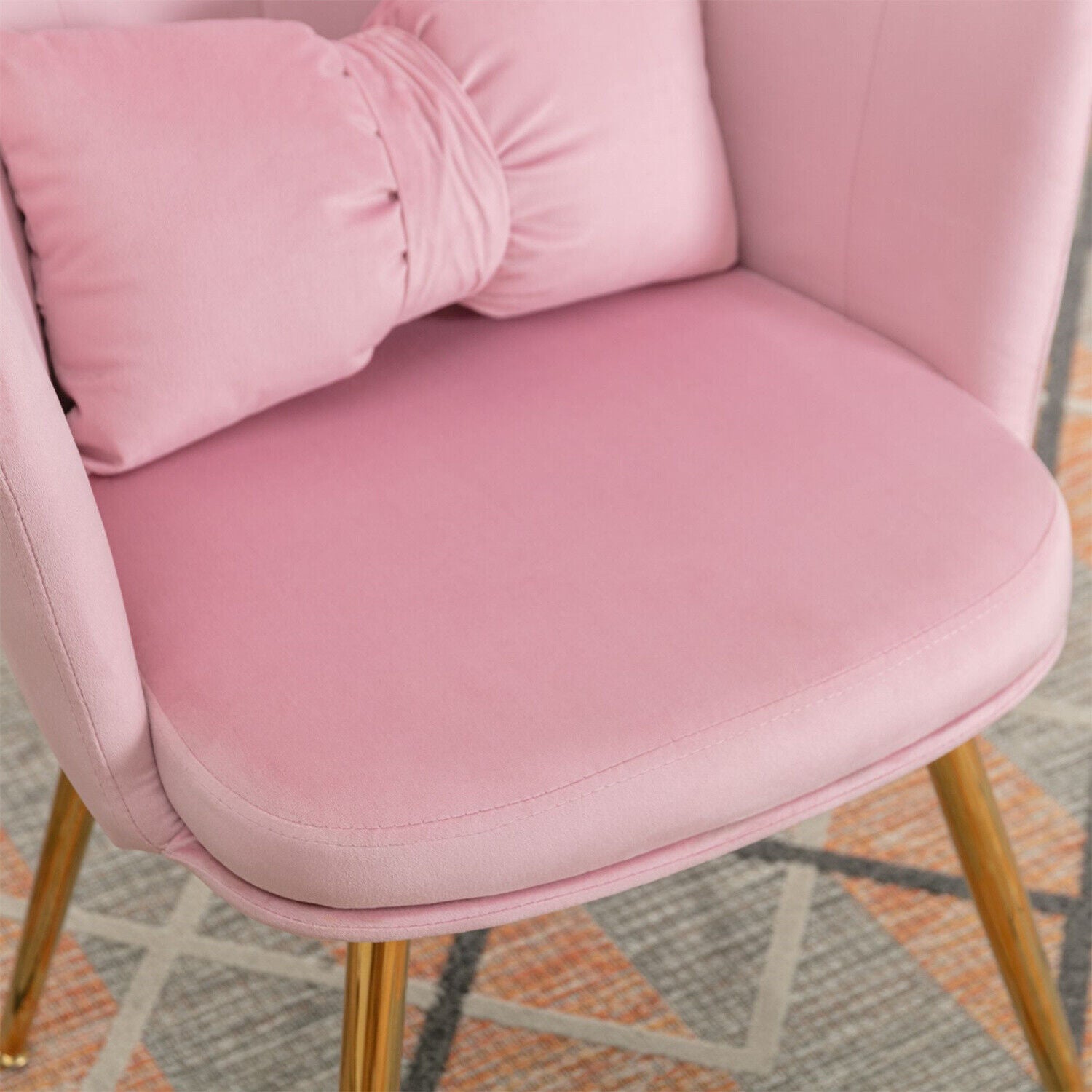 2pcs Velvet Dining Chairs Armchair Upholstered Accent Chair w/Gold Metal Legs HT