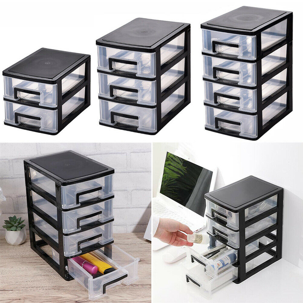 Cosmetic Make Up 2-3 Drawer Desk Table Tidy Storage Box Plastic Organiser Holder