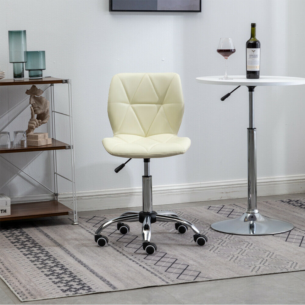 2x Cushioned Computer Desk Office Chair Chrome Legs Lift Swivel Adjustable Small
