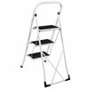 3 Step Ladder Folding Iron Stool Safe Anti-Slip Tread Mat White Black DIY