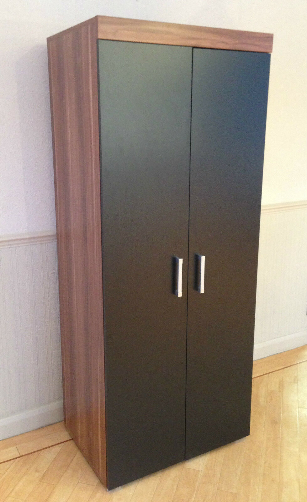 2 Door Wardrobe & 4+2 Chest of Drawers in Black & Walnut Bedroom Furniture 6 Set