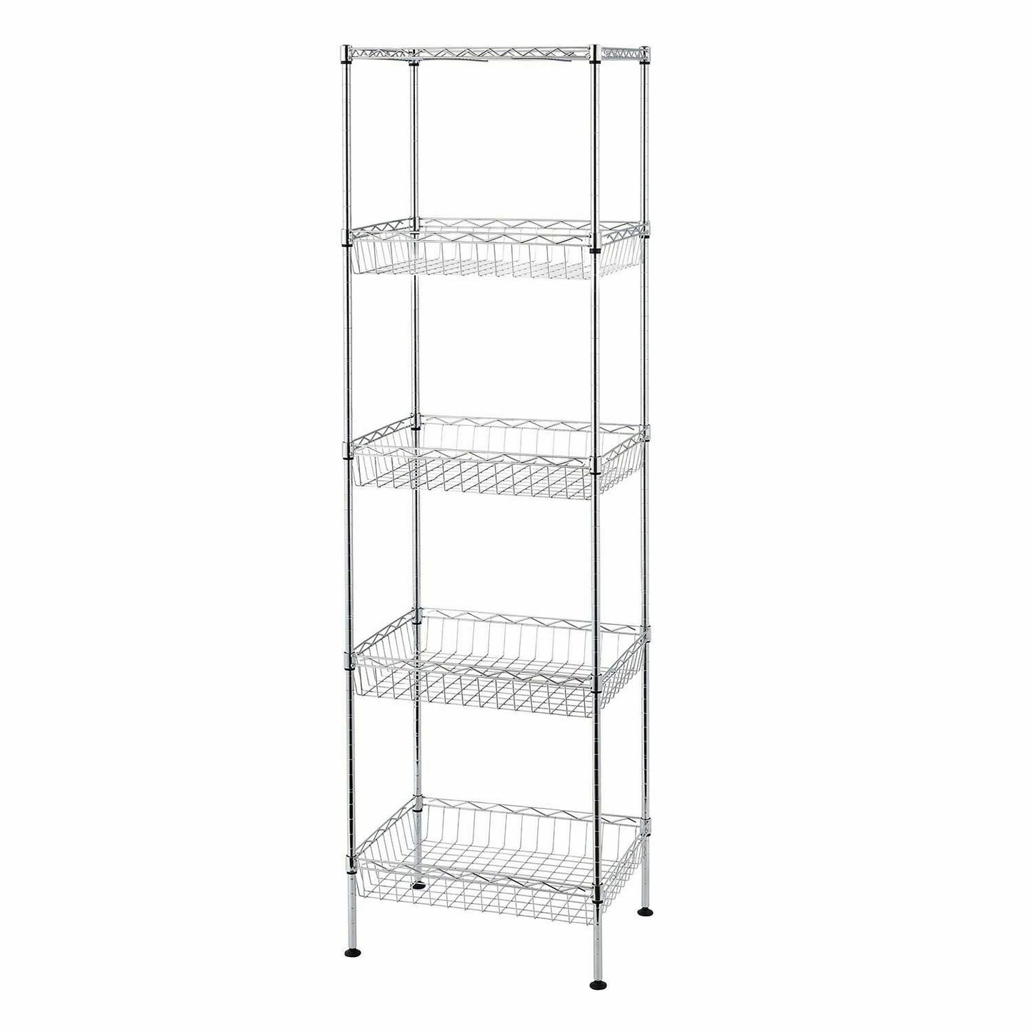 5 Tier Chrome Wire Shelving Baskets Kitchen Storage Organiser Unit Rack Holder