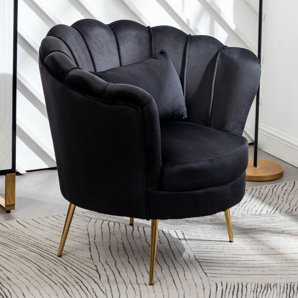 HOT Lounge Chair Black Velvet Scallop Chair Black Velvet Scallop