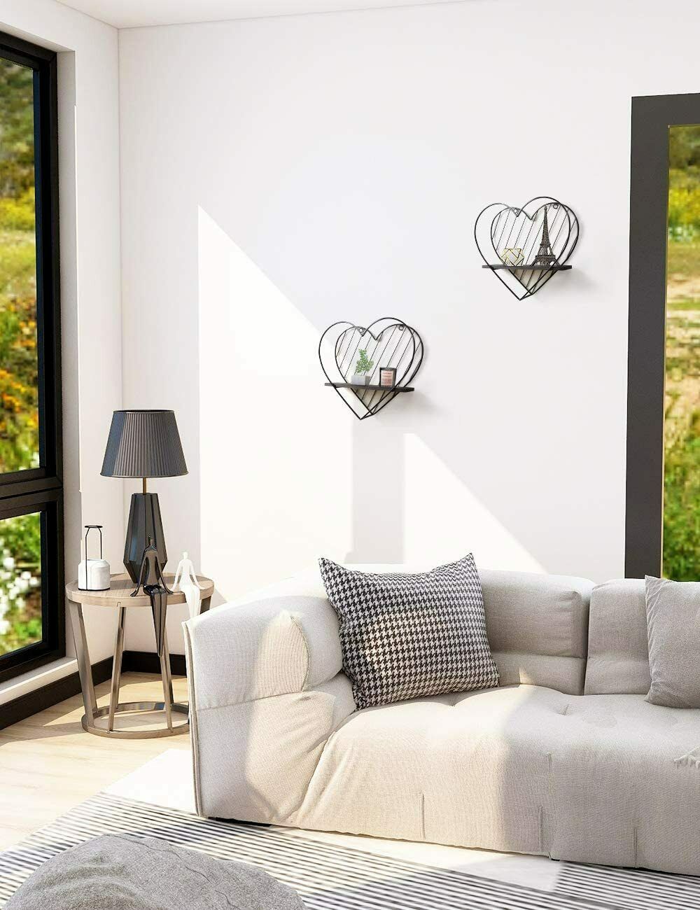 Metal Wire Wall Shelf Heart Modern Storage Floating Display Shelf Bedroom Decor