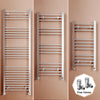 Chrome Towel Rail Radiator Rads Bathroom Heated Straight Ladder Warmer w/ Valves