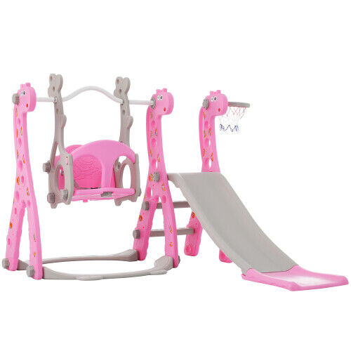 4 in1 Kids Baby Toddler Swing Slide & Climber Set In/Outdoor Boys Girls Toy HT