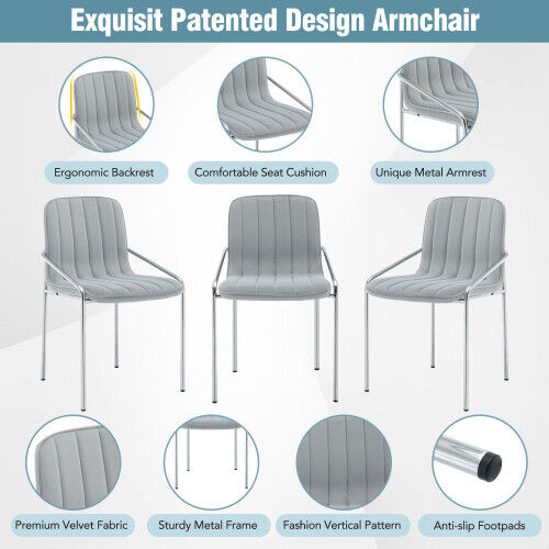 Dining Chairs 2pcs Modern Velvet Dining Armchairs Upholstered Accent Chairs HT