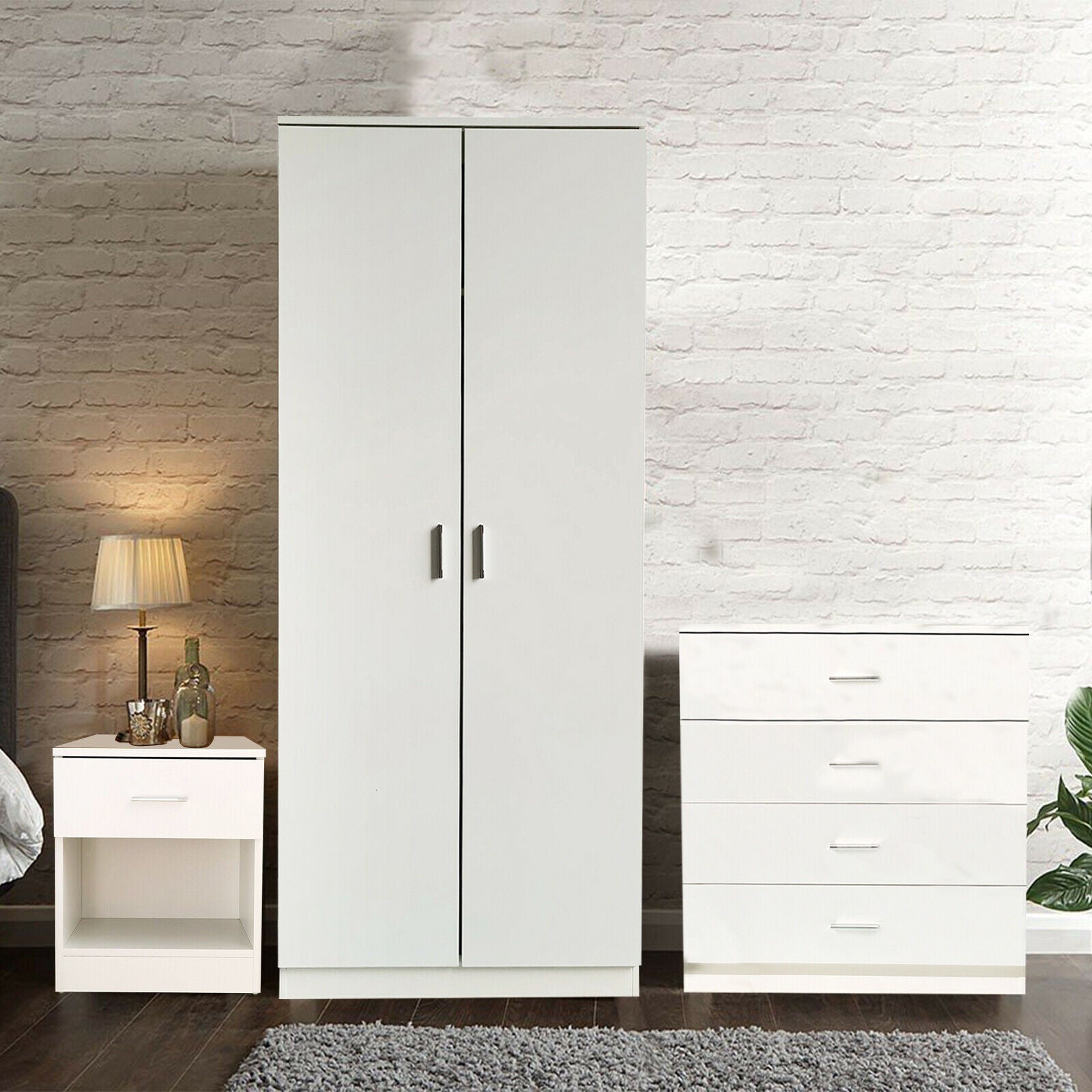 3 Piece Bedroom Furniture Set Chest Of Drawers Wardrobes Bedside Table Trio Set