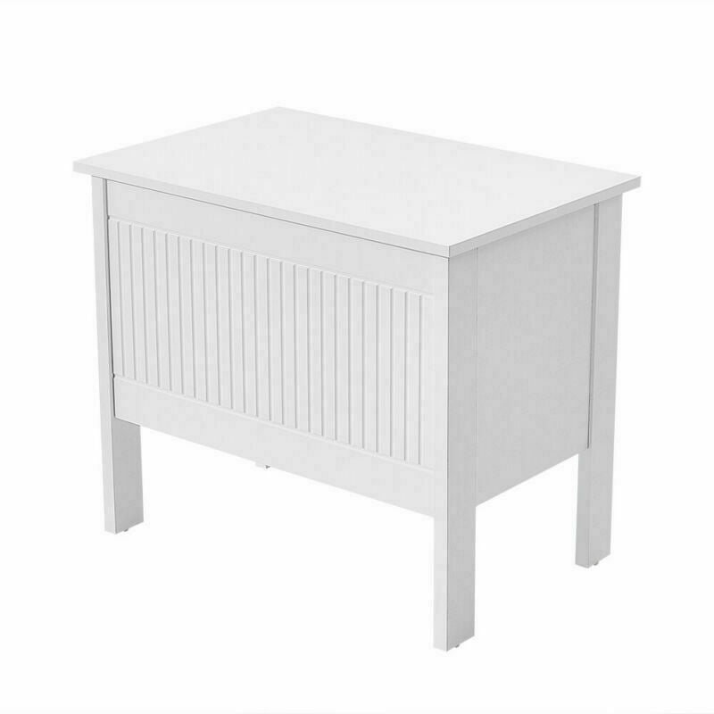 WOODEN BATHROOM STORAGE CHEST WHITE CABINET LAUNDRY CLOTHES BASKET BIN UNIT