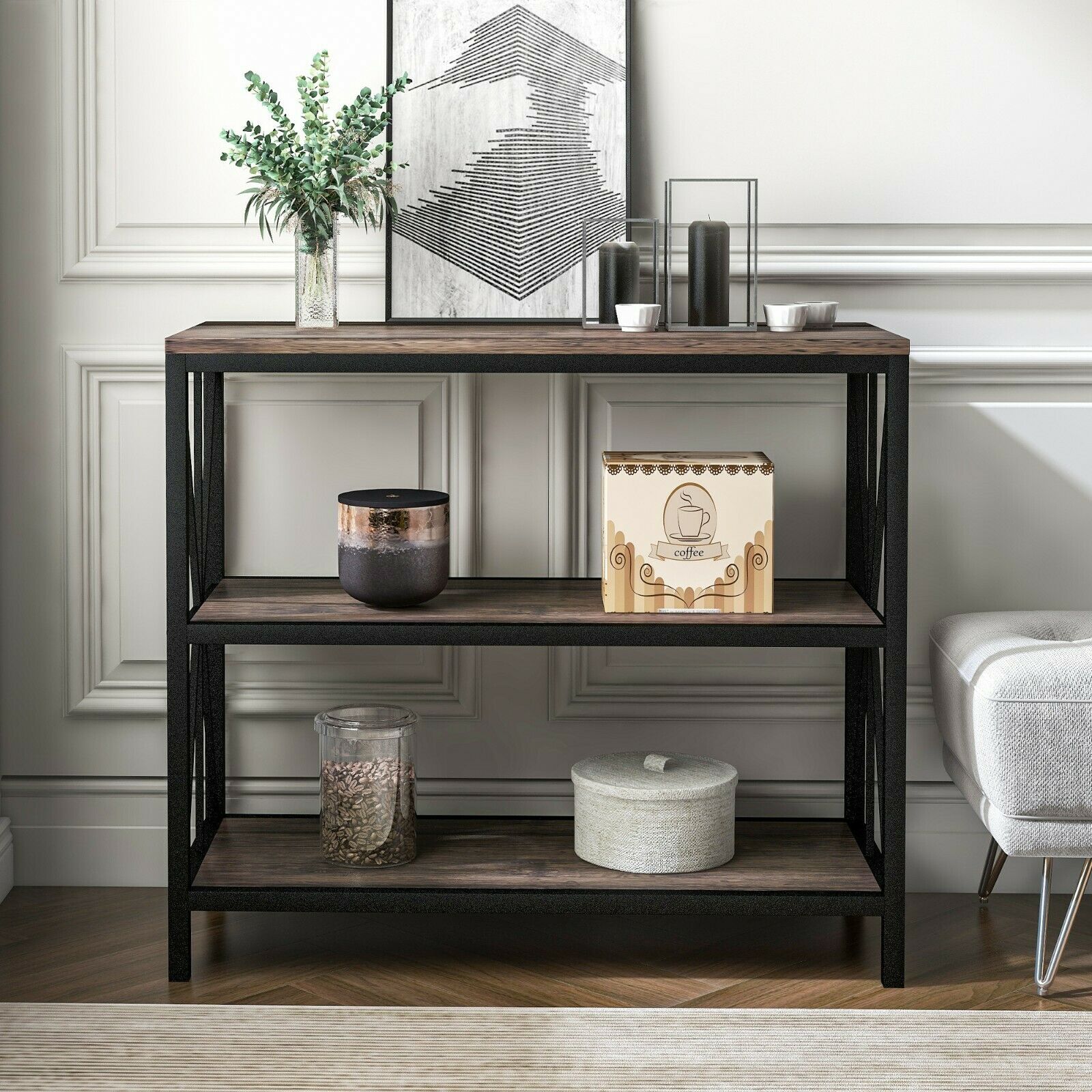 3-Tier Console Sofa Table Side/End Table Shelf Entryway Hallway Furniture UK