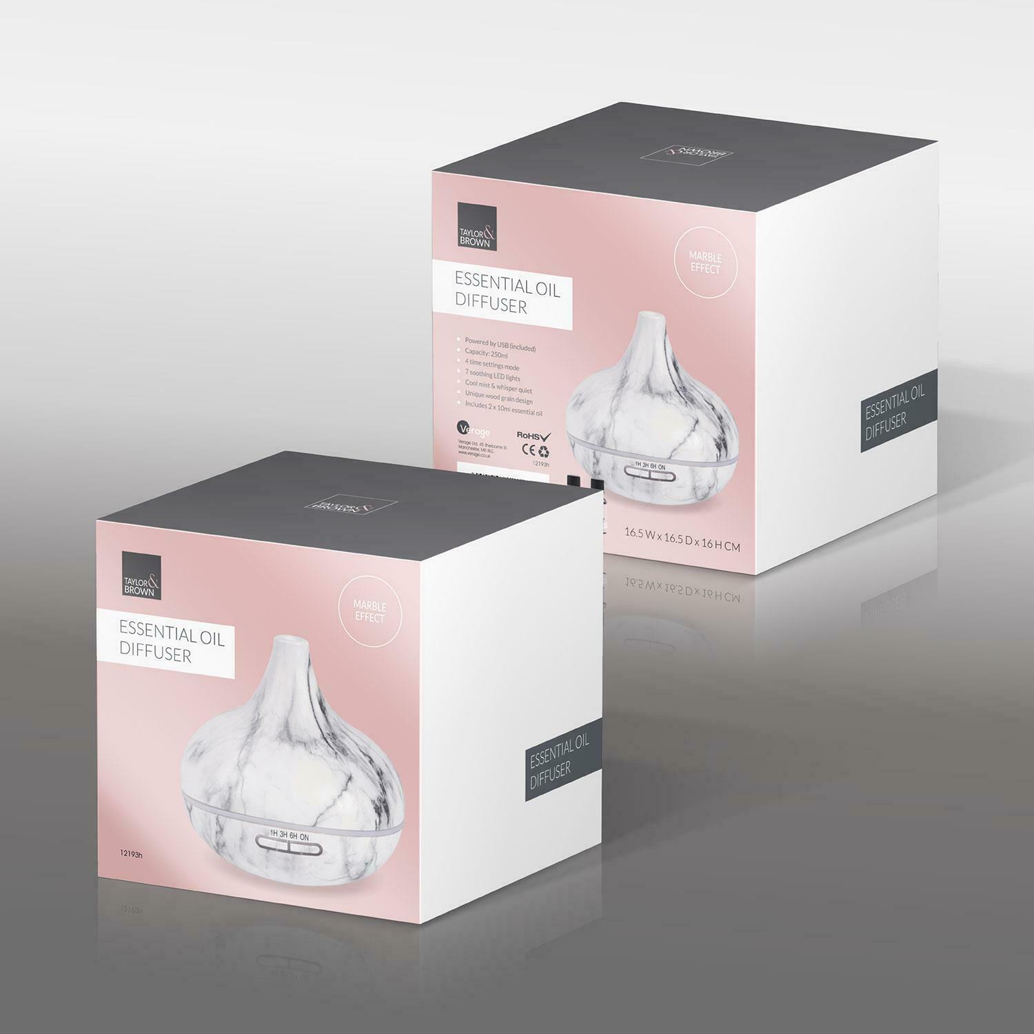 250ml MARBLE EFFECT ESSENTIAL OIL AROMA DIFFUSER ULTRASONIC AIR MIST HUMIDIFIER