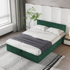 Velvet Upholstered Bed Frame 4ft6 Double Size Storage Bed With Headboard Green