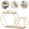 Hexagon Wall Mounted Shelf Display Rack Gold Metal Storage Shelving Home Decor