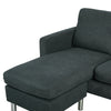 3 Seater Dark Grey Linen Fabric Corner Sofa Settee Armchair Couch with Footstool