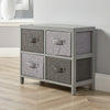Grey Wooden Storage Unit 4 Drawer Fabric Basket Chest Organiser Bedroom Storage