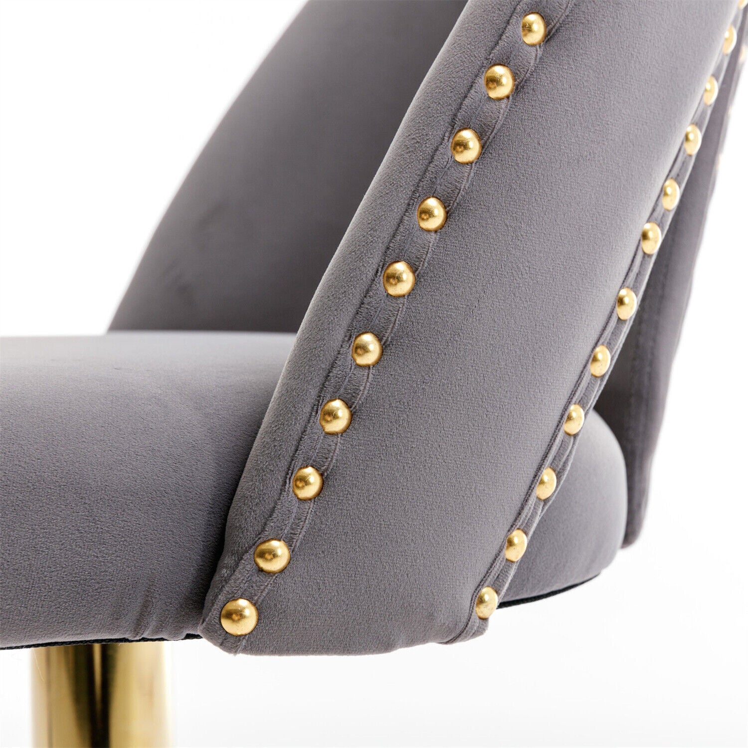 Bar Stools Set of 4 Upholstered Velvet Adjustable Height Swivel Bar Chairs Grey