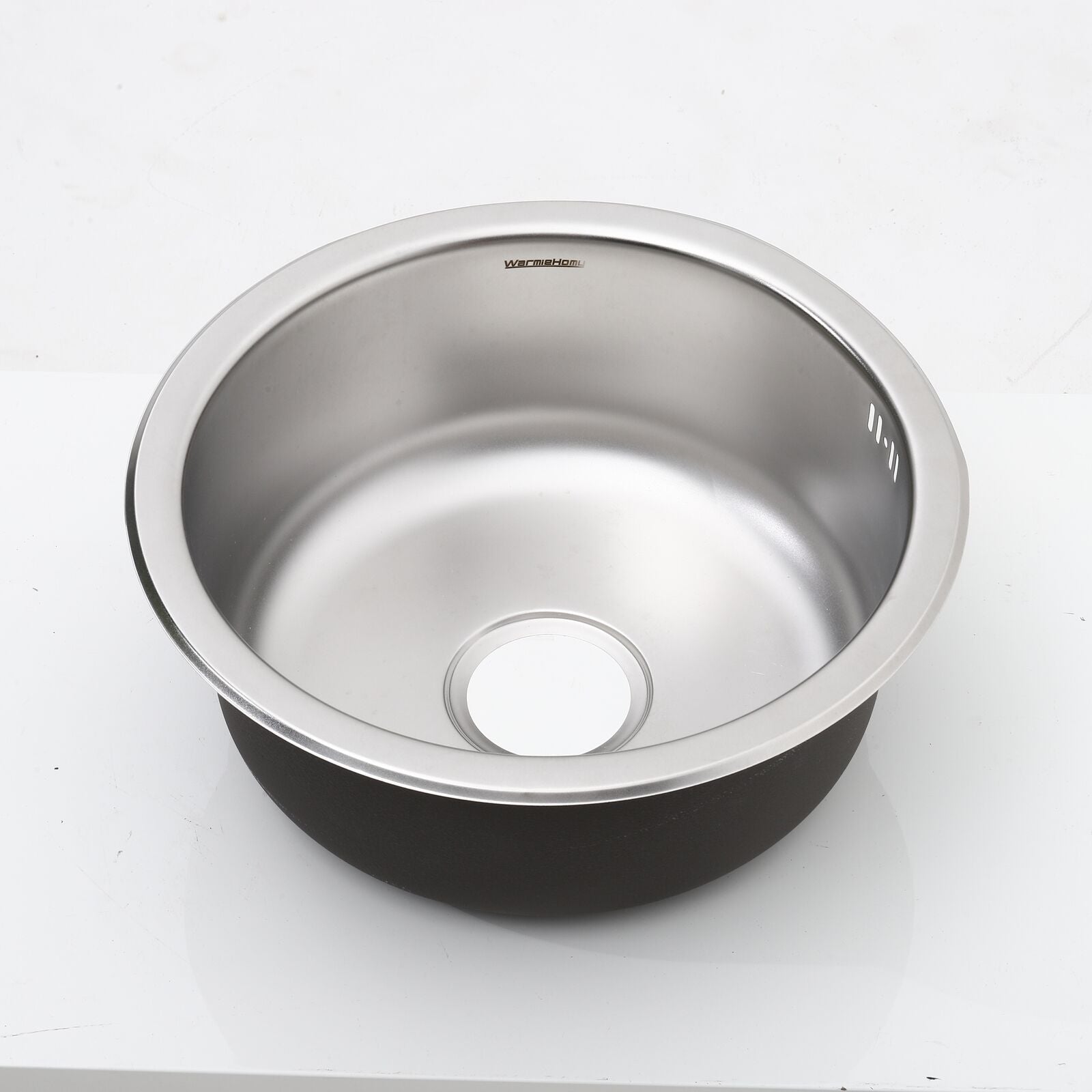 Round Kitchen Sink Stainless Steel 430mm Single Bowl With Waste Plumbing Kit