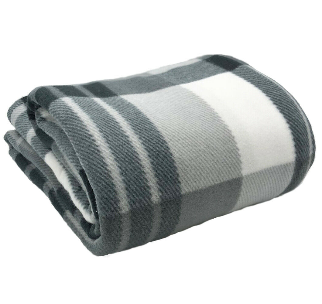 Tartan Throw Checked Large Polar Fleece Warm Soft Blanket Sofa Bed Travel Car