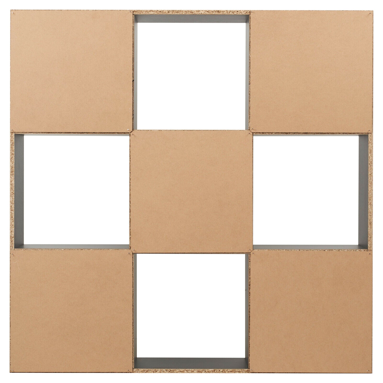 BLACK 9 CUBE MODULAR SHELVING DISPLAY UNIT 4 x GREY FABRIC STORAGE BOX