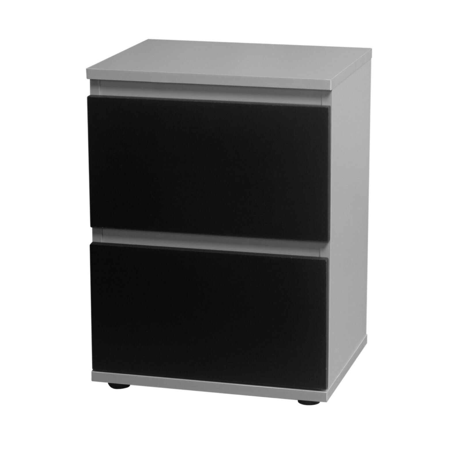 2 Drawer Wooden Bedroom Bedside Cabinet No Handle Nightstand Side Table