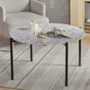 Round Coffee Table Marble Effect Living Room Sofa Side Table With Metal Legs