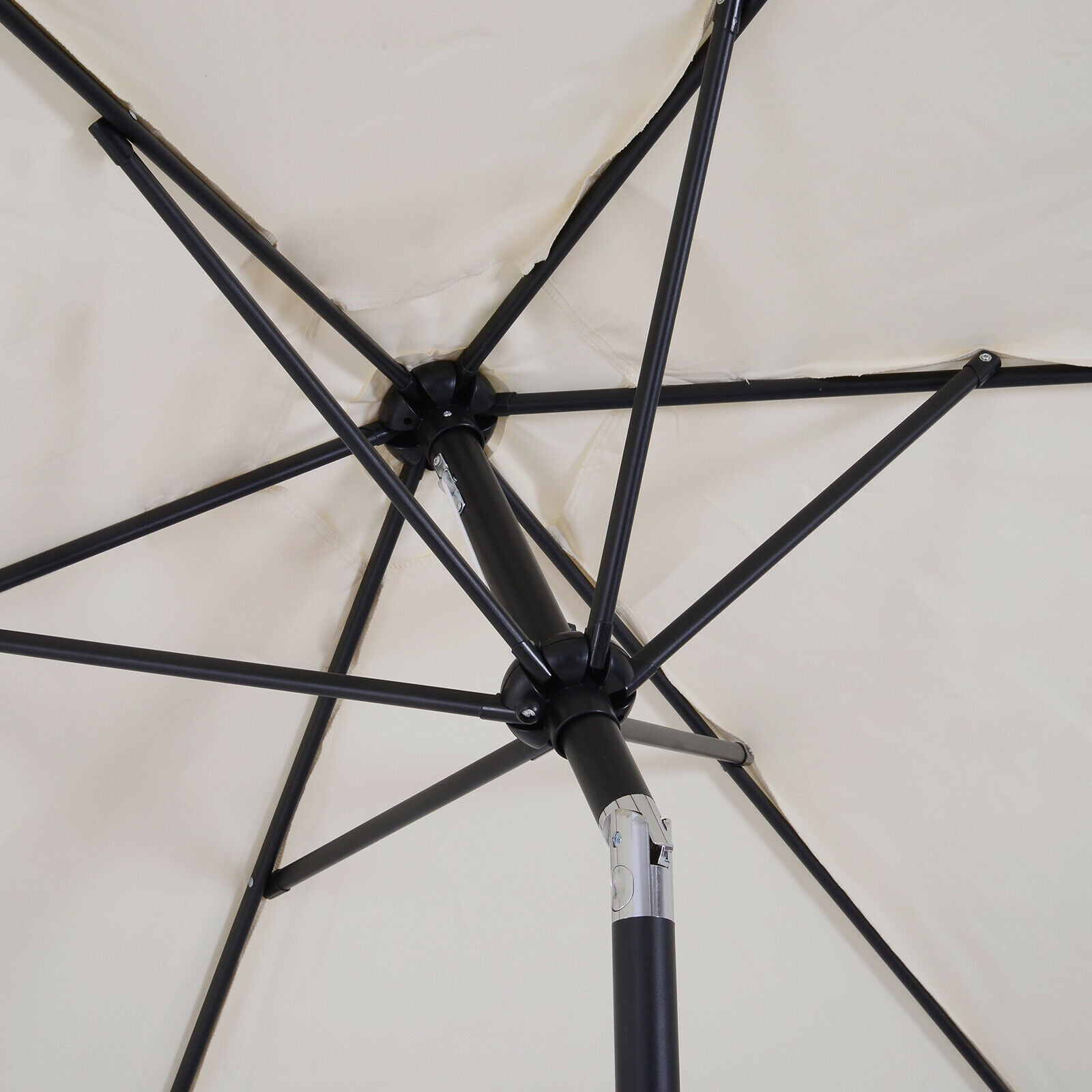 Patio Umbrella Parasol Sun Shade Garden Aluminium Cream White 2.7M