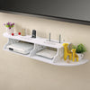 Carved 2 Tier Floating Wall Shelves for TV CD DVD Bookcase Storage Unit