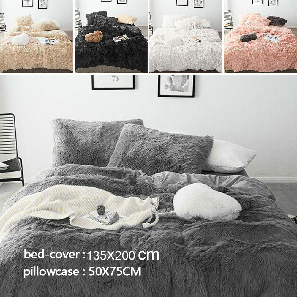 Teddy Fleece Duvet Cover Set Soft Warm Cosy Quilt Cover Set Single Double King