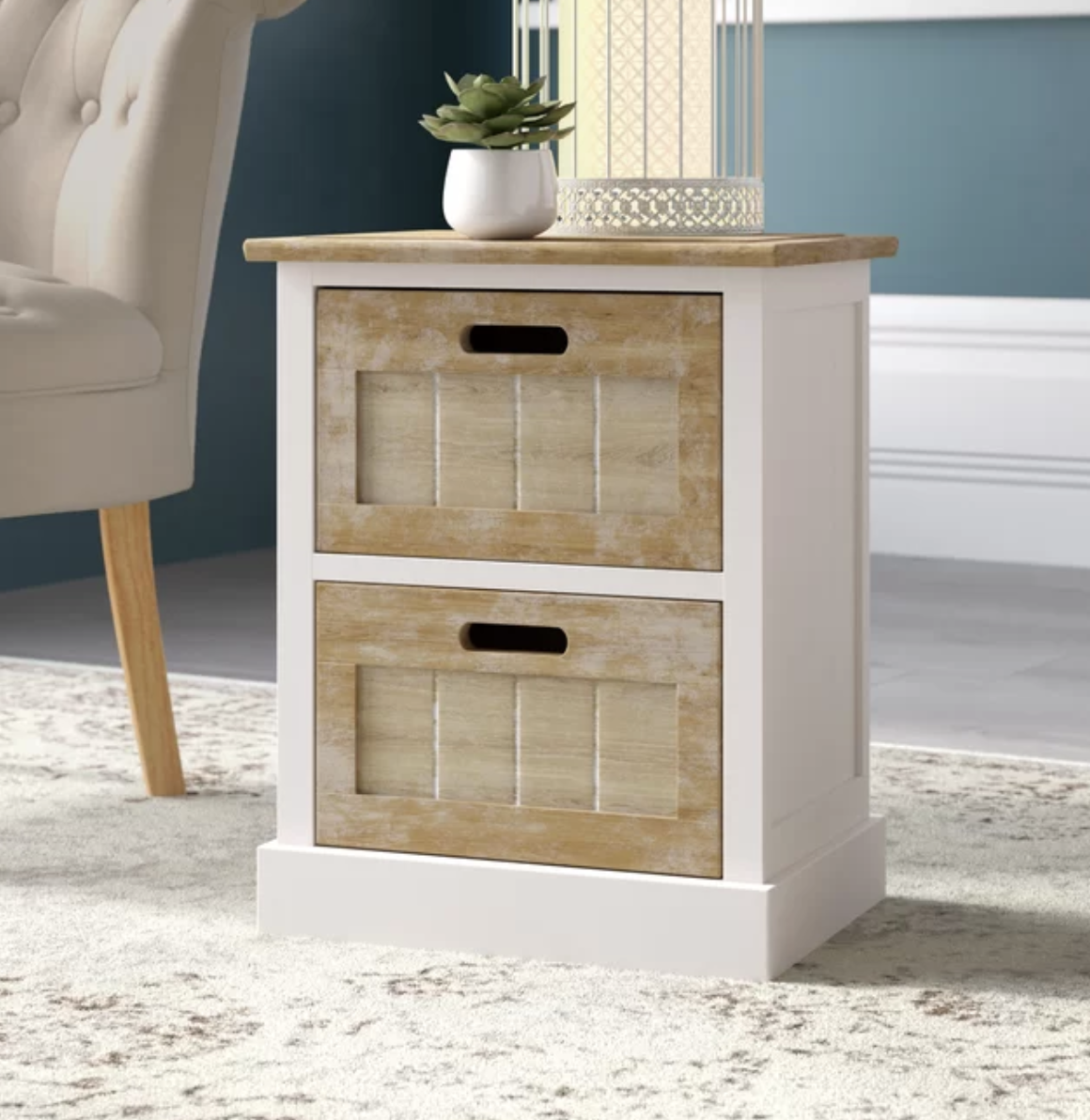 White rustic bedside table deals