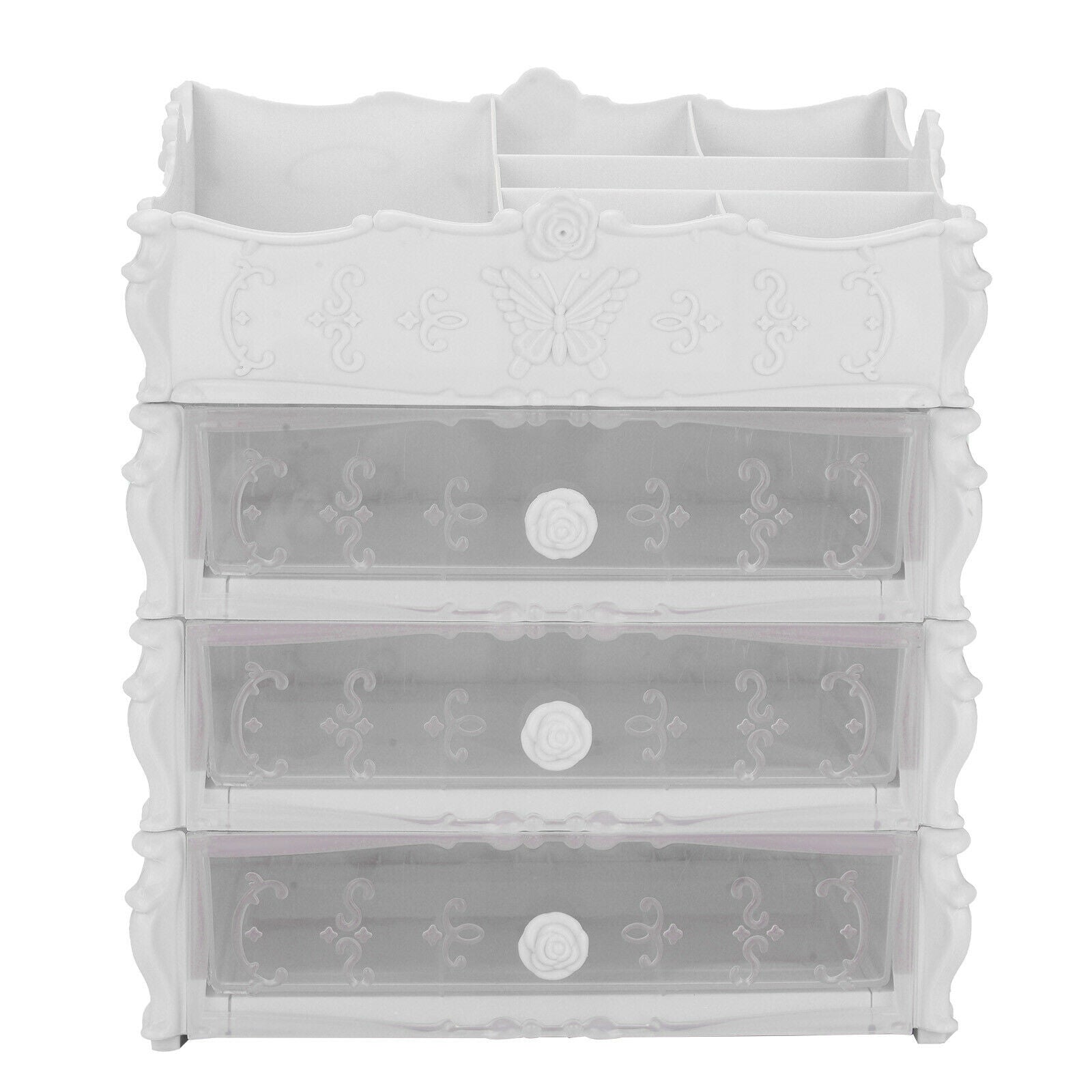 3 Tiers Makeup Case Desktop Storage Box Cosmetic Organizer Holder Drawer Jewelry