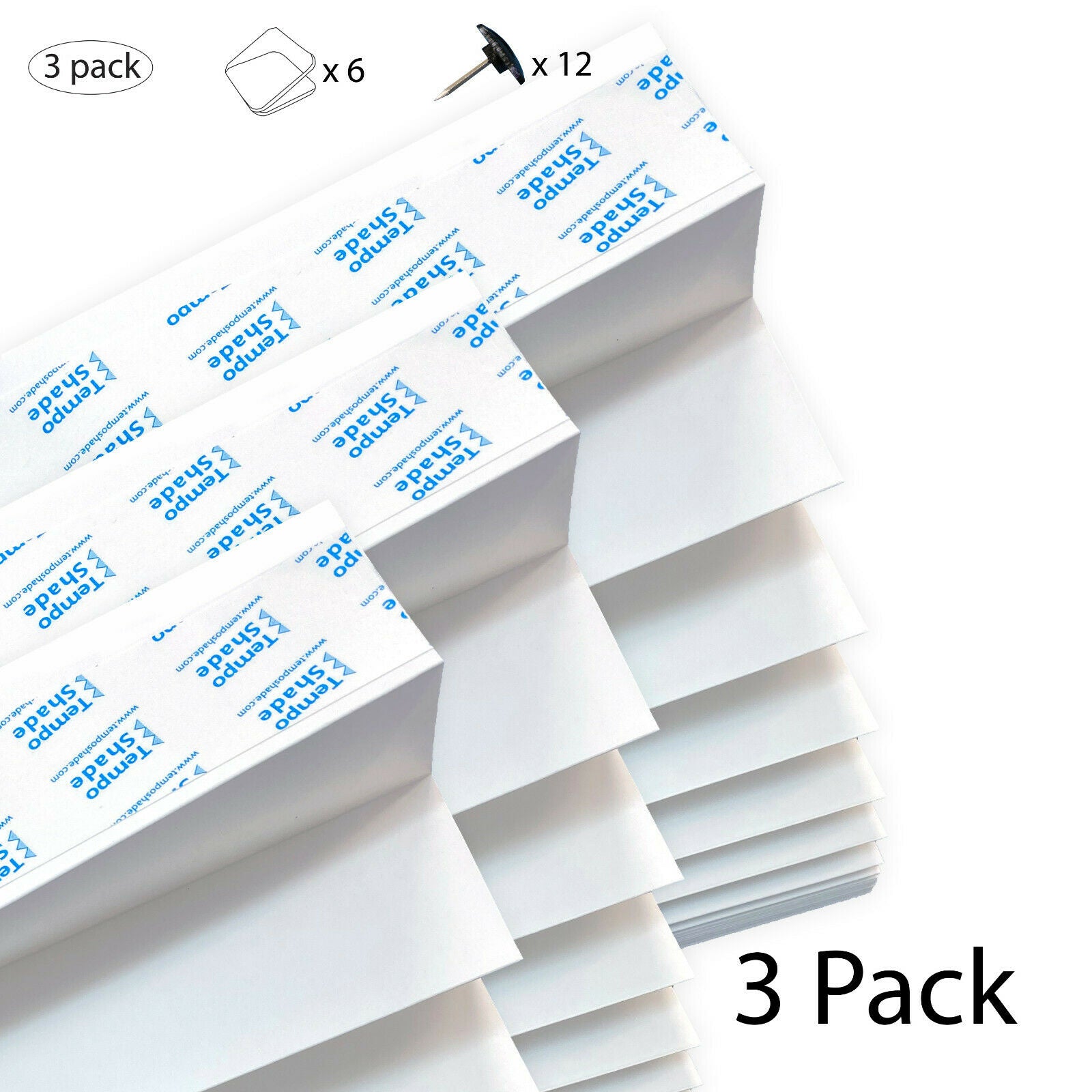 3 x Genuine Temposhade Instant Blinds - (89cm x 180cm) - 'Quick Fix'