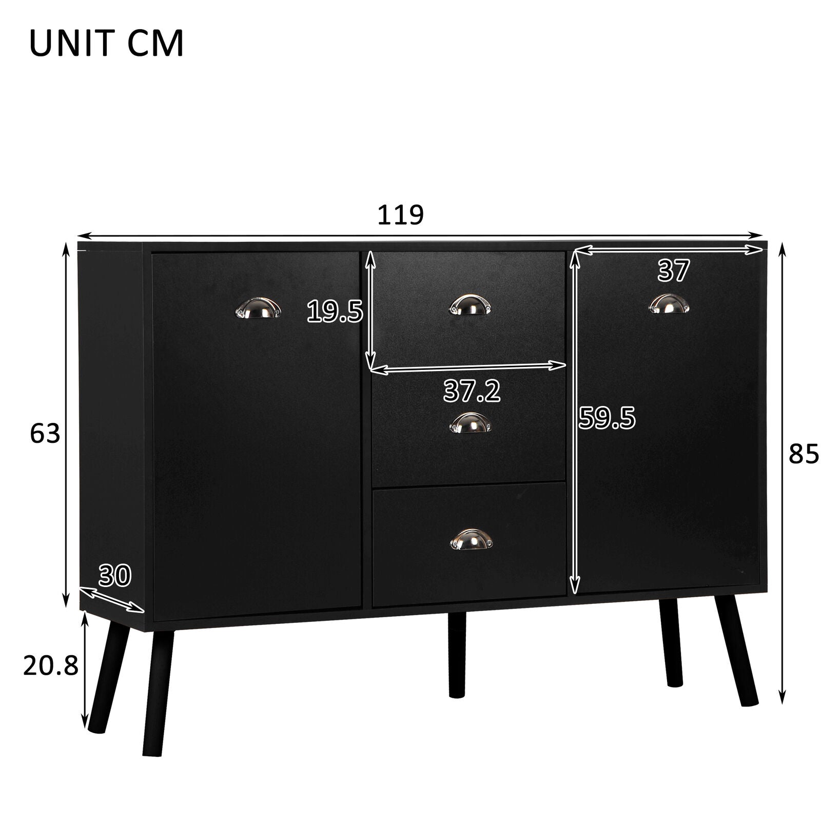 MDF Sideboard Cabinet Cupboard Unit Storage Cabinet Buffet Organiser Furniture
