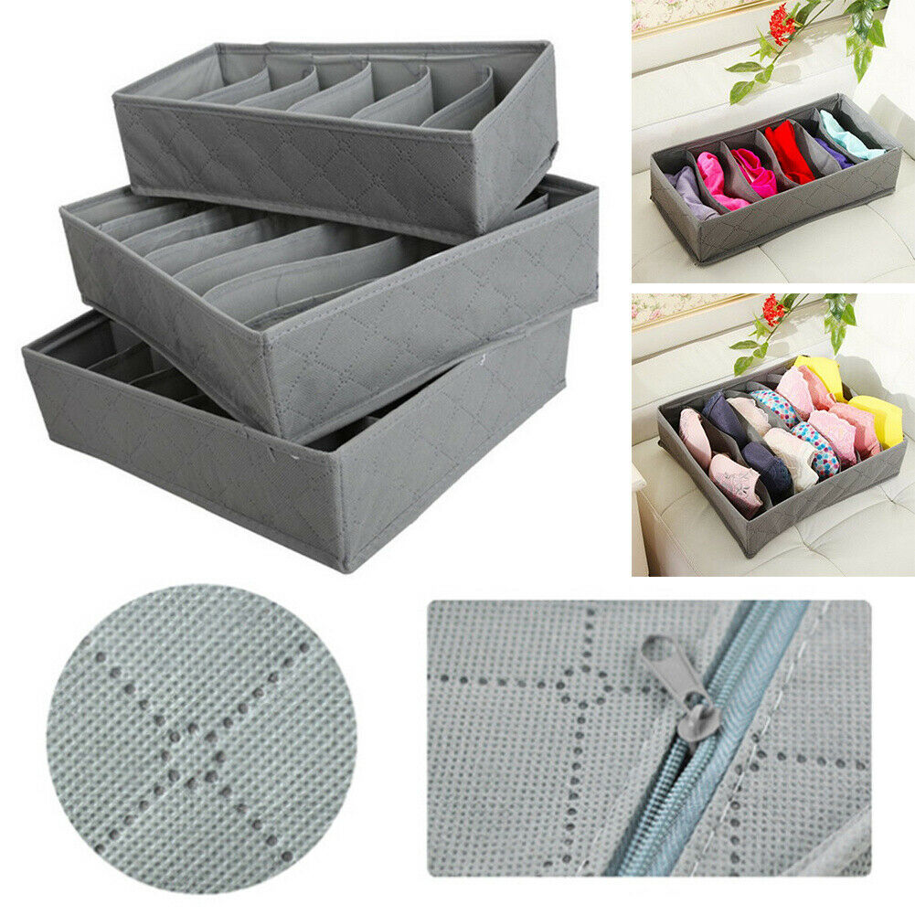 3 Pack Storage Drawer Divider Fordable Box Organiser Tidy Socks Bra Underwear UK
