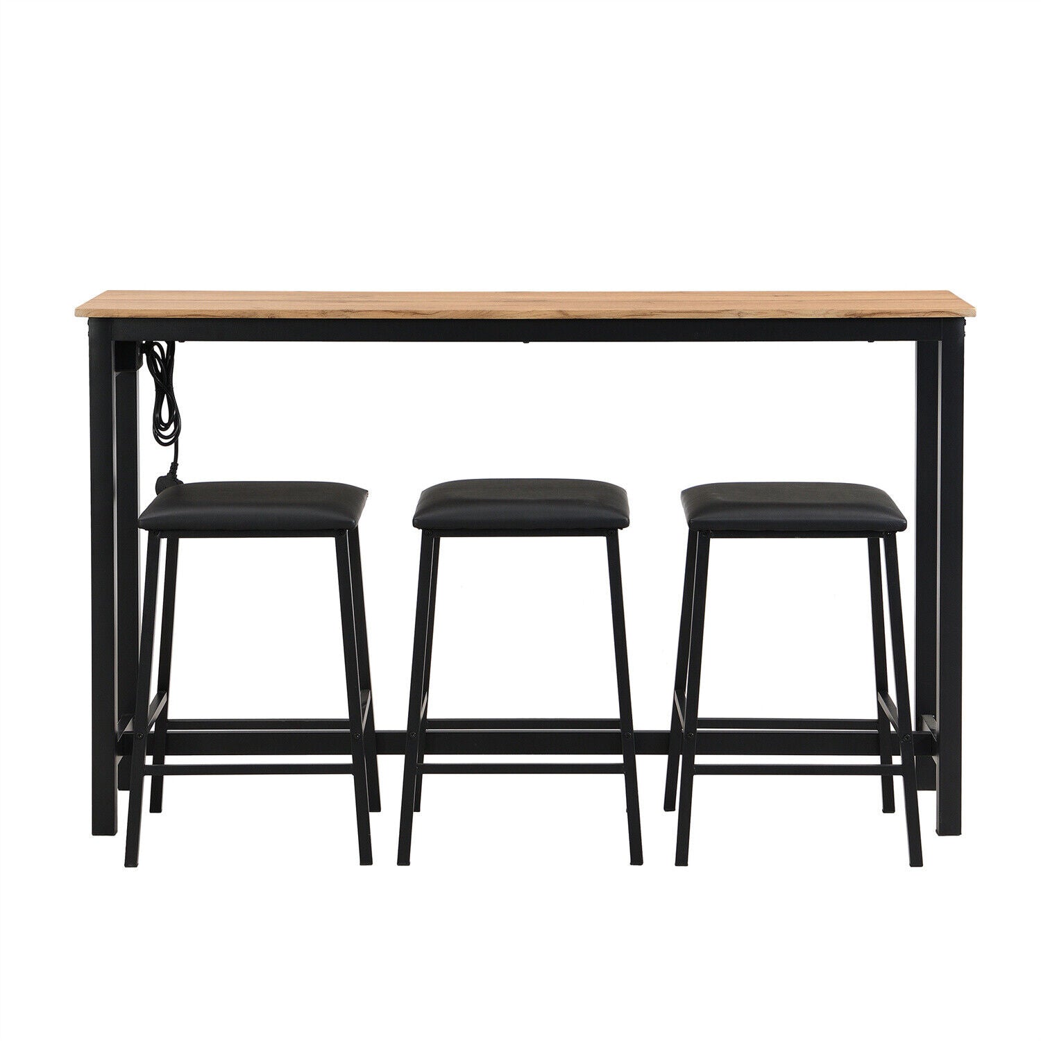Dining Set Breakfast Bar Table and 3 Stools Industrial Kitchen Dining Room HT