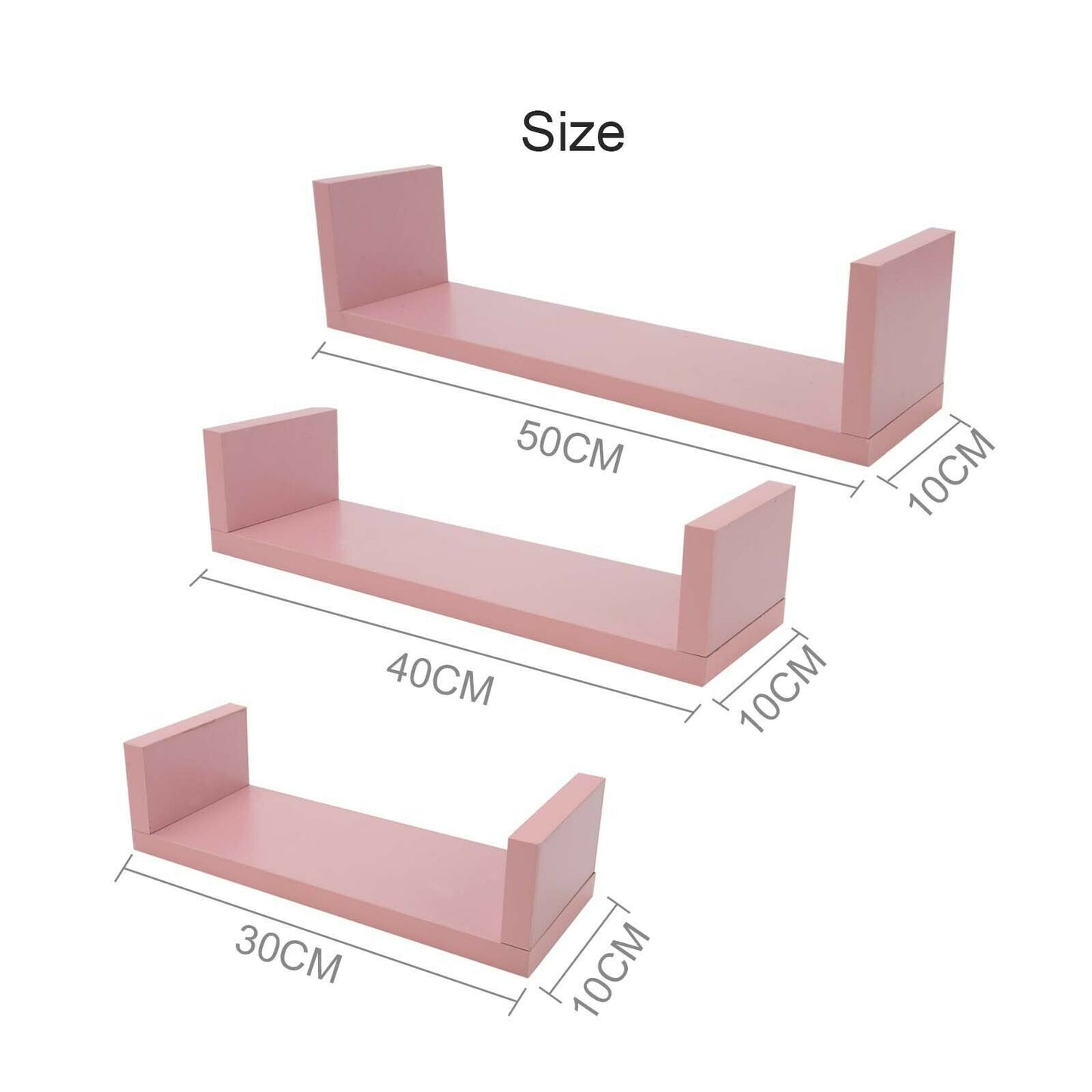 Set of 3 U Shape shelves Floating Wall Shelve Home Decor Storage Wood Shelf Unit