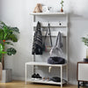 Coat rank Shoe Rack Hanging Bench Seat Hanger with Removable 6 Hooks Wood