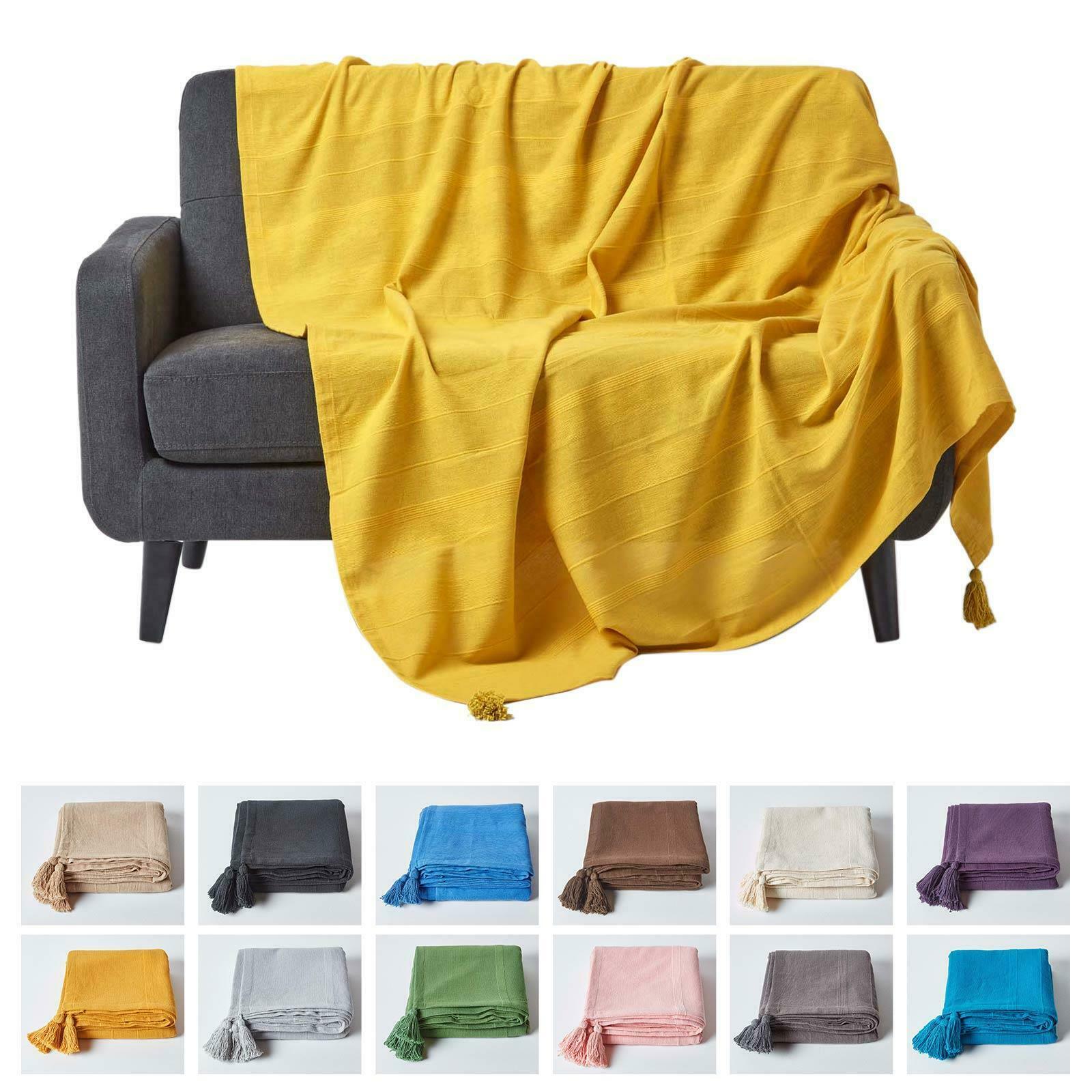 Extra Large Cotton Throws for Sofas Settee Bedspread Bed Covers Blankets