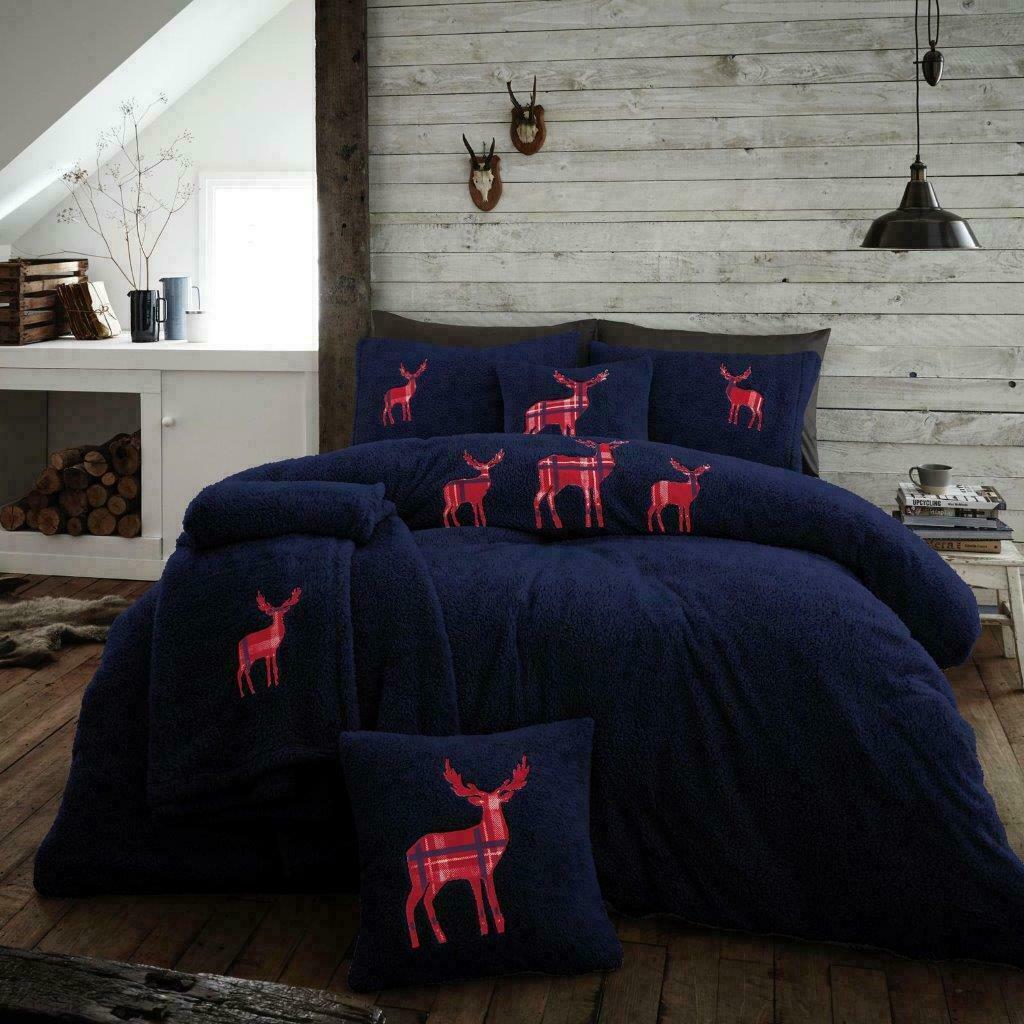TEDDY BEAR FLEECE Duvet Cover & Fitted Sheet Sherpa Thermal Soft Bedding Set